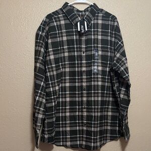 St. John's Bay Black and Gray Plaid Shirt